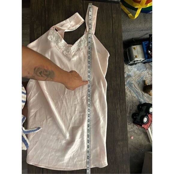 Vintage Sabrina by Mervyn’s Light Pink Satin Slip Dress Size M Wendy Lace - Picture 12 of 13